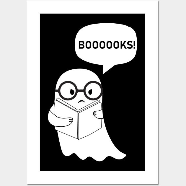 Funny Book Reading Cute Halloween Ghost Book Lovers Costume Wall Art by mrsmitful01